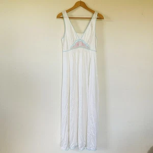 Camicia da notte vintage Lorraine babydoll donna media profonda scollo a V maxi lunga made USA - Foto 1 di 8