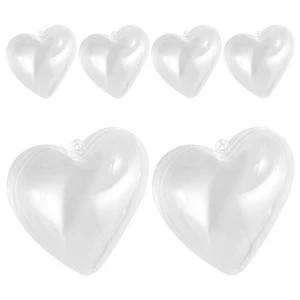  6 Stück Klar Kunststoff Befüllbar Herz Ornamente Weihnachten Acryl Deko - Bild 1 von 12