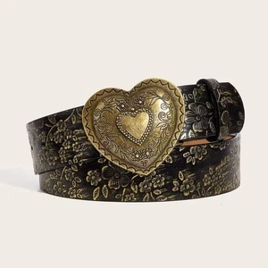 Love Heart Buckle Pattern Women Belt Casual Jeans Vintage Belts Women Girls - Picture 1 of 7