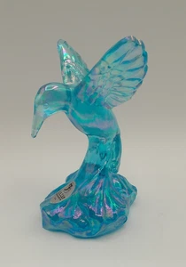 Gorgeous Fenton Celeste Blue Iridized Hummingbird - Picture 1 of 5