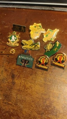 MLB Oakland A's Athletics Vintage Pins Lot Of 10 1980 1990 Peter David Baseball - Image 1 of 4