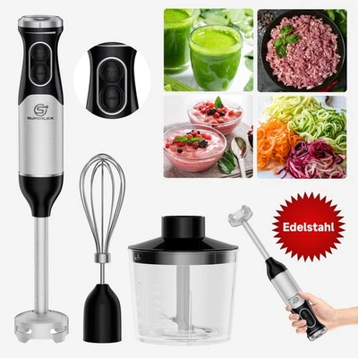 SUPERLEX Multizerkleinerer Stabmixer Set 600W Pürierstab Smoothie Brei Shakes