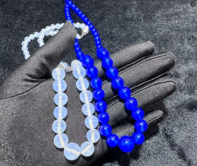 AAAA+ High Quality Star Ruby Star Sapphire Lab-Created Round Beaded Necklace - Image 1 of 4