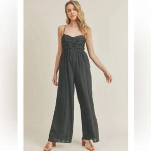 LUSH Black Knotted Back Sleeveless Jumpsuit NWT S - Picture 1 of 12