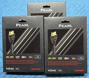 AudioQuest Pearl 3m 10 ft. HDMI Ethernet 3D Cable-3 Pack Qty 3 Bundle NEW NIB