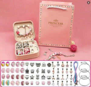 Girls Bracelet Making Kit Beads Jewellery Charms Pendant Set DIY Craft Kid Gift - Picture 1 of 23