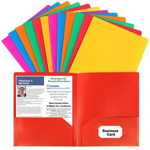 HABGP Plastic Folders with Pockets 12 Color Heavy Duty Two Pocket Folder Busi... - Picture 1 of 7