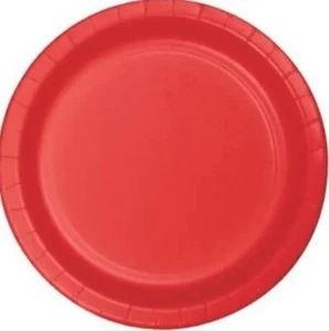 Red 9" Paper Plates 24 Per Pack Red Tableware Supplies Party Decorations - Picture 1 of 2