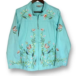 Quacker Factory Jean Jacket S Embroidered Sequin Butterfly Fairy Cottagecore NWT - Picture 1 of 8