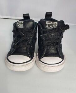Converse Infant Chuck Taylor All Star High top Black Leather shoes Toddler 