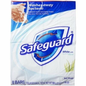 Jabón en barra antibacteriano blanco Safeguard con un toque de aloe vera 4 oz 8 barras jabón - Imagen 1 de 6