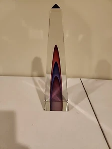 Obelisco tricolor de cristal de Murano Oball de colección *raro* firmado por L. Onesto - Imagen 1 de 8