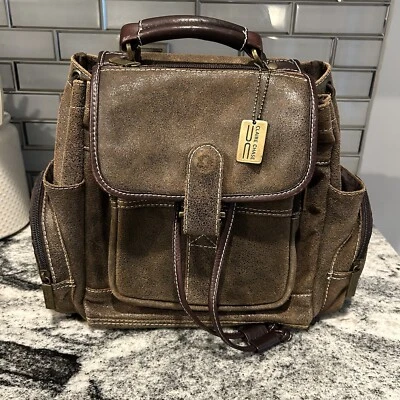 Claire Chase JEG Distressed Genuine Nubuck Brown Leather City Backpack Bag *READ - Image 1 of 4