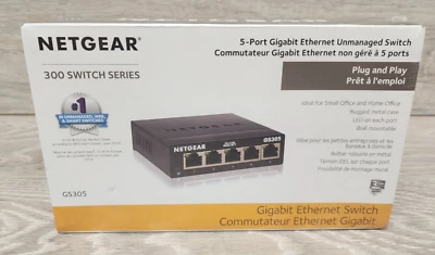 Netgear GS305 GS305-PAS 5 Port Gigabit Ethernet Unmanaged Switch New Sealed - Image 1 of 4