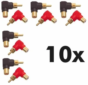 10x Adaptador de ángulo dorado RCA Adaptador de ángulo RCA - Imagen 1 de 1