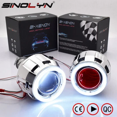 2.5 COB LED Angel Eyes Halo HID Bi-xenon Projector Lens Car Headlight Kit H4 H7 - Image 1 of 4