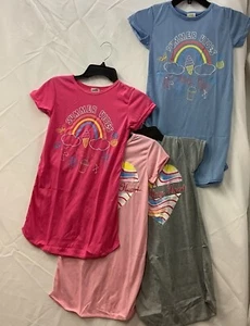 Sweet'n Sassy Girls Top Multicolor Pack Of 4 Short Sleeves Unicorn Pajama Sz 10 - Picture 1 of 12