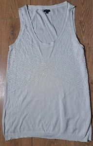 Joseph silk scoop neck sequin ivory vest top t-shirt womens size M - Picture 1 of 7