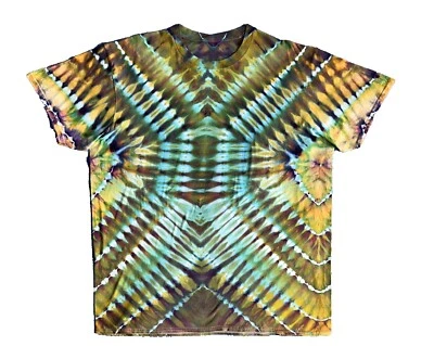 Camiseta X-Fold Ice Tie Dye, Unisex 2XL SS Crew, Azul Verde Dorado Marrón Foto 1 de 4