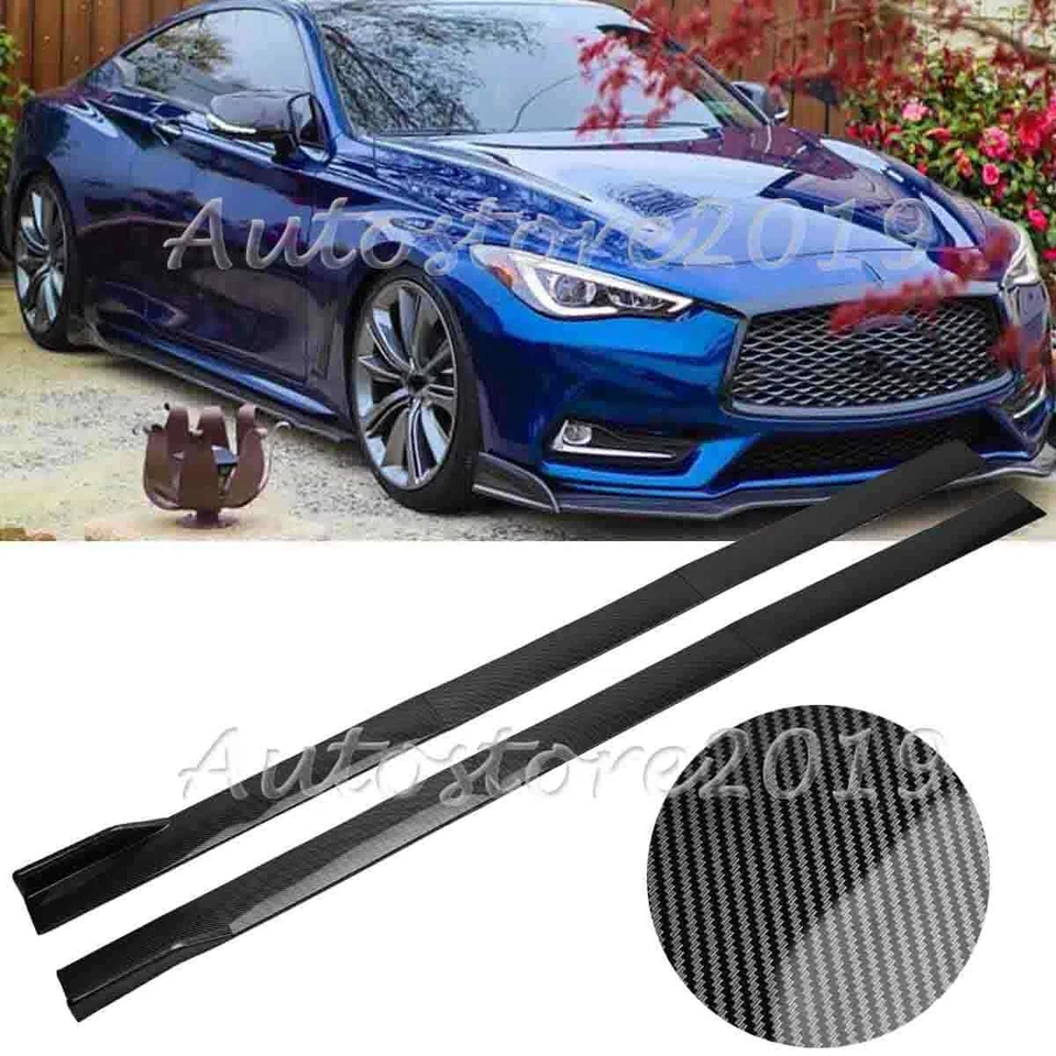 For Infiniti Q50 Q60 Q70 G25 G37 86.6" Carbon Fiber Side Skirt Lip Rocker Panel - Imagem 1 de 4
