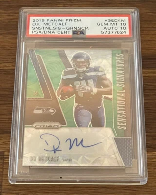 2019 Prizm DK Metcalf Rookie Auto #6/75 Sensational Signature Green Scope PSA 10 - Image 1 of 2