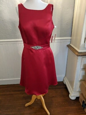 Vestido de cetim Davinci Claret tamanho. 12 Novo com etiquetas Homecoming Bridal Formal - Imagem 1 de 4