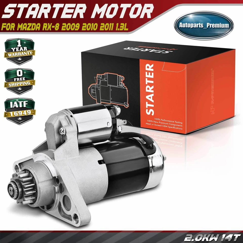 Nuevo motor de arranque para Mazda RX-8 2009 2010 2011 R2 1,3 L 2,0 KW 12 V CCW 14 dientes Foto 1 de 4