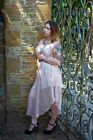Size 12 Rose gold and baby pink chiffon flowy dress With Gold Shiny Circle...