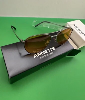 ARNETTE SIDECAR Aviator Sunglasses Men's Brushed Gunmetal Frame Yellow Lens NEW - Image 1 of 4