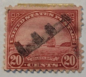 US Postage ~ Golden Gate ~ 20¢ Sello Rojo ~ Publicado/Usado ~ c.1931 ~ A01 - Imagen 1 de 6