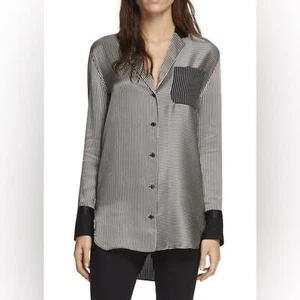 Rag & Bone 100 % Seide schwarz-weiß gestreifte Button-Down-Bluse Größe Medium - Bild 1 von 10