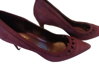 BOMBA NINE WEST NW BAHEZA CUERO GAMUZA BORGOÑA 3.5" TALLA 8M Foto 1 de 4