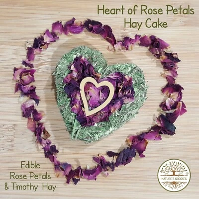 NATURE'S GOODIES Heart of Rose Petals Timothy Hay Cake Treat Chew Nibble Toy for Guinea Pigs