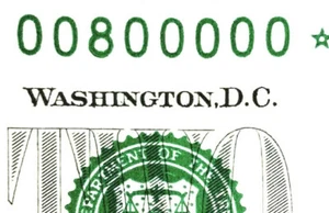 FANCY SERIAL NUMBER 00800000* binary $2 PMG 63 EPQ 2013 with 7 of kind zero 's - Picture 1 of 3