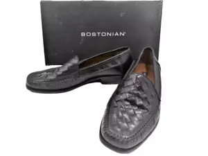 Bostonian Men's Black Leather Woven Loafer Shoes Size 9M - Picture 1 of 5