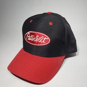 Red and Black Peterbilt Embroidered Logo Patch Snapback Baseball Hat Cap EUC - Picture 1 of 7
