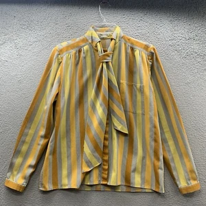 Giorgio Armani Womens Button Up Striped Top Blouse Yellow Size EU 42 US Medium - Picture 1 of 12