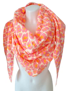 Foulard foulard triangle mousseline coton Made Italy rose léo - orange fluo - Photo 1/2