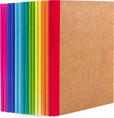 16 Pack A5 Kraft Notebooks, Lined Blank Travel Rainbow Spine Journal Bulk, 60 P - Image 1 of 4