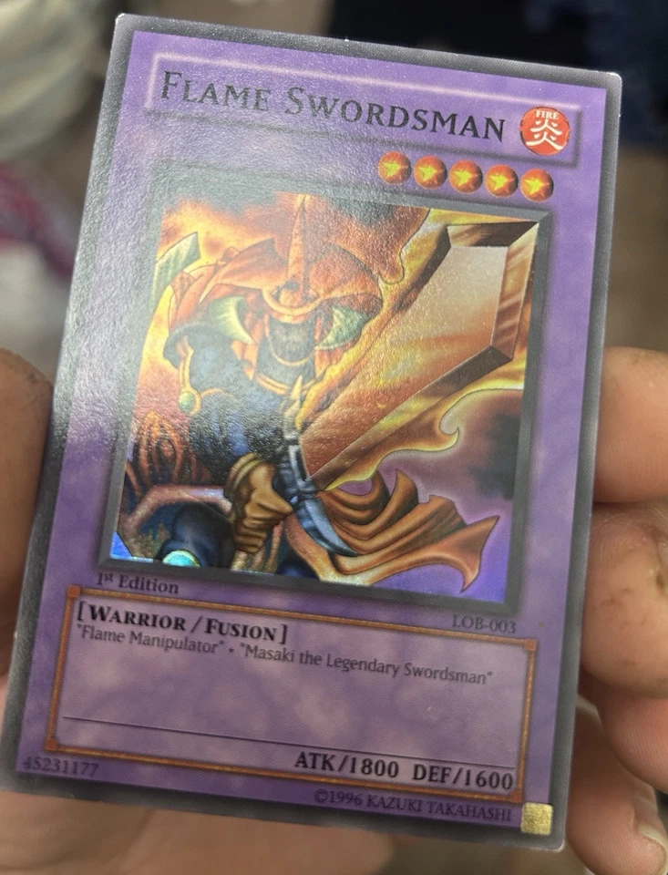 Yu-Gi-Oh! Flame Swordsman LOB-003 Super Rare 1st Edition -LP - Image 1 of 3