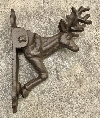 Cast Iron Deer with Antlers Hunting Lodge Brown Door Knocker - Image 1 of 2