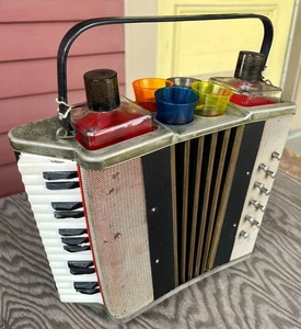 JAPANESE 1960’s MID-CENTURY MUSICAL ACCORDIAN SHAPED BAR SET / DECANTER  - Picture 1 of 10