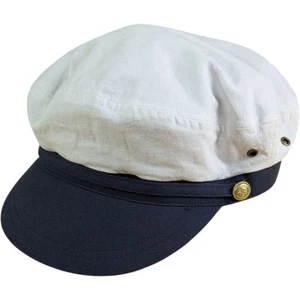Quaker Marine Supply Roll Up Yacht Cap Made In USA Size XXL 2XL White Navy Blue - Picture 1 of 12