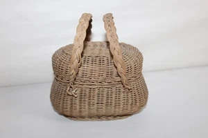 Ancien petit panier de poupée en osier, hauteur 9.5 cm - Imagen 1 de 9