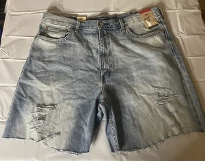 NWT Levi's 469 Men's Jean Shorts Sz 40 Loose Fit Distressed Jorts Unfinished Hem - Picture 1 of 5