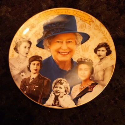 God Save The Queen Elizabeth II Royal Worcester 80th Birthday Plate - Image 1 of 3