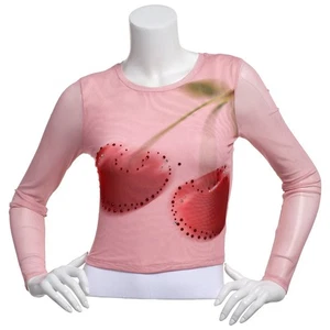 Madden Girl Juniors' Studded Mesh Long-Sleeve Top - Pink Cherry-Medium - Picture 1 of 2
