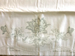 NUOVO set federa vintage anni '50 TIMBRATO da RICAMARE cotone mussola NOS - Foto 1 di 6