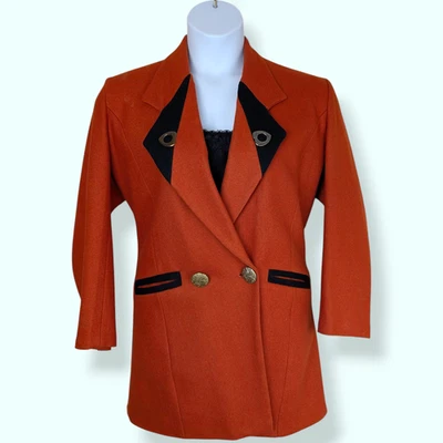 Vintage Pat Argenti Boutique Orange Button Blazer - Image 1 of 4