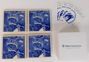 Delft Blue & White Holland America Cruise Line Drink Coasters Vintage Set of 4 - Picture 1 of 5